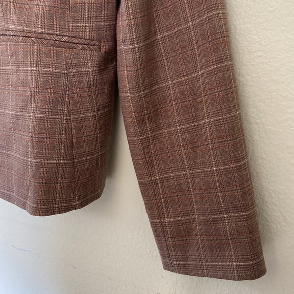 Harve Bernard Notched Lapel One Button Plaid Blazer Brown Color Women’s 8 - Picture 5 of 15